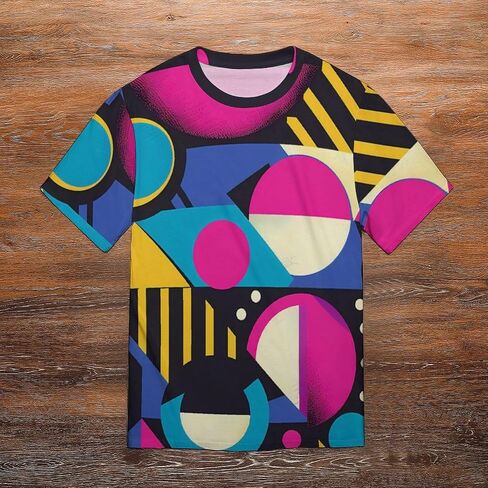 90s Geometric Men's T-Shirts Short Sleeve Tee Hawaiian Shirt Summer Tops Casual Workout Shirts in Saudi Arabia