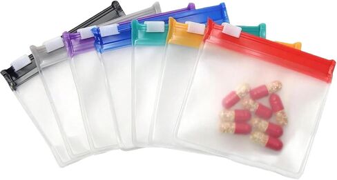 7Pcs Zipper Pill Bags, Reusable Medicine Bags, Portable Pill Bag, Self Sealing Travel Pill Bag with Sliding Lock, Used for Storing Pills in Saudi Arabia