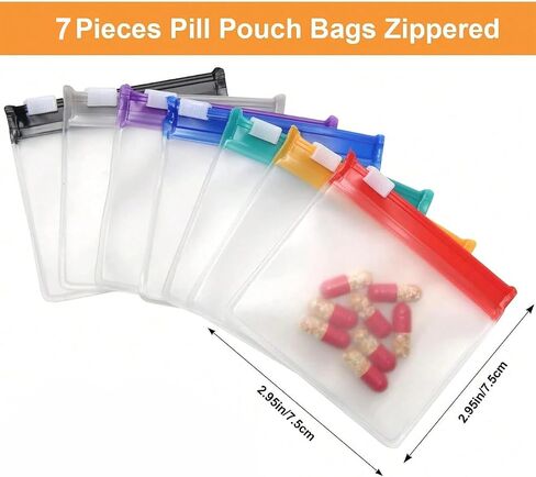 7Pcs Zipper Pill Bags, Reusable Medicine Bags, Portable Pill Bag, Self Sealing Travel Pill Bag with Sliding Lock, Used for Storing Pills in Saudi Arabia