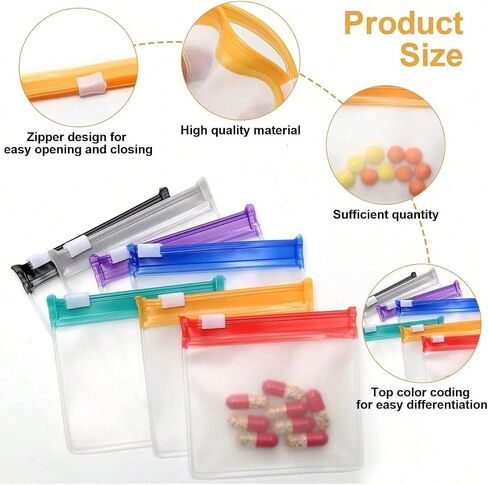 7Pcs Zipper Pill Bags, Reusable Medicine Bags, Portable Pill Bag, Self Sealing Travel Pill Bag with Sliding Lock, Used for Storing Pills in Saudi Arabia