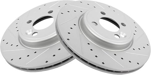 TRQ Front Brake Rotor Set G Coated Vented Drilled and Slotted Compatible with 2007-2015 Mini Cooper in Saudi Arabia