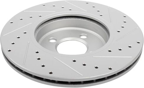TRQ Front Brake Rotor Set G Coated Vented Drilled and Slotted Compatible with 2007-2015 Mini Cooper in Saudi Arabia
