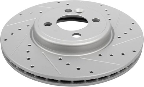 TRQ Front Brake Rotor Set G Coated Vented Drilled and Slotted Compatible with 2007-2015 Mini Cooper in Saudi Arabia