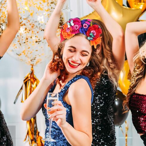 Beavorty 1Pcs Halloween Rose Headband Mexican Flower Headband Women Halloween Christmas Flower Headband for Party Cosplay in Kuwait