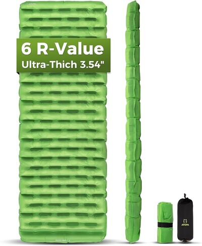 ATEPA Insulated Sleeping Pad 6 R-Value Ultralight Backpacking Sleeping Pad for Hiking Camping (1.3lbs) inflatable sleeping pad for adults, Compact Thick Camping Mattress pad in Kuwait