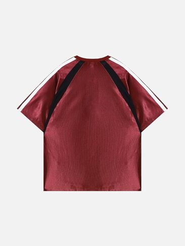 Aelfric Eden قمصان جيرسي المتضخم الجرافيك تيز الرجال شبكة المرقعة Crewneck تي شيرت التباين اللون قمصان الصيف بلايز in Saudi Arabia
