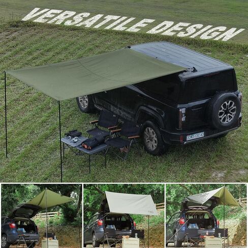 Car Awning for SUV, 10 x 5.6 FT Van Truck Awning for Camping, Needn't Roof Rack Hardwares Waterproof UV50+ in Kuwait