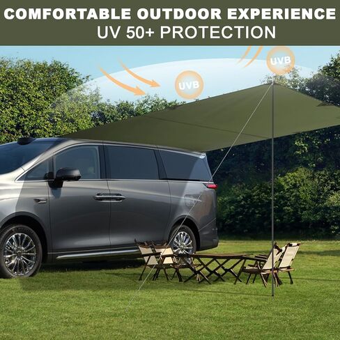 Car Awning for SUV, 10 x 5.6 FT Van Truck Awning for Camping, Needn't Roof Rack Hardwares Waterproof UV50+ in Kuwait