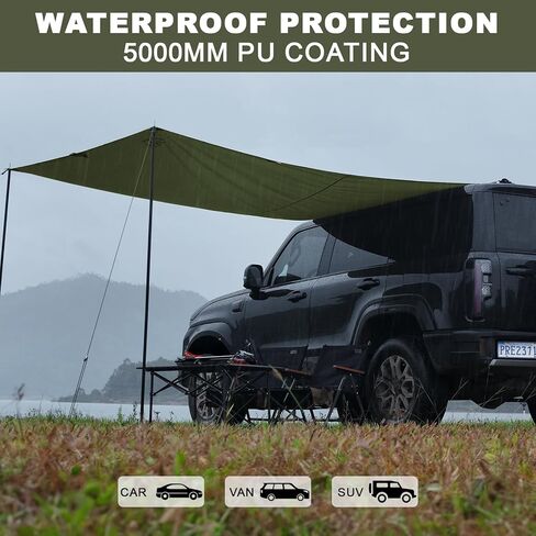 Car Awning for SUV, 10 x 5.6 FT Van Truck Awning for Camping, Needn't Roof Rack Hardwares Waterproof UV50+ in Kuwait