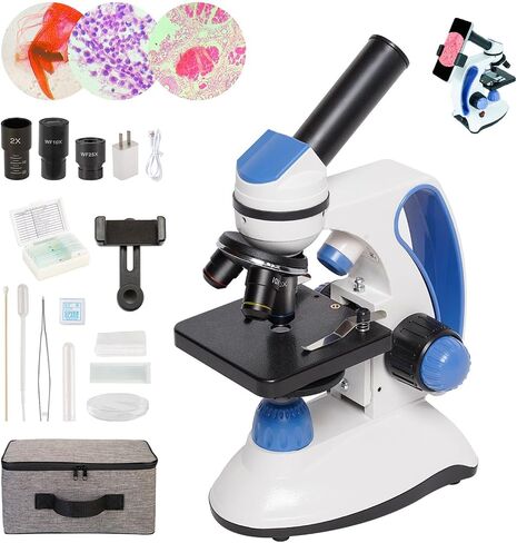 Binocular Microscope 40X-1000X LED Lighting for Kids Students Adults School Lab Home Education with Microscope Slides Set,Phone Adapter in Kuwait