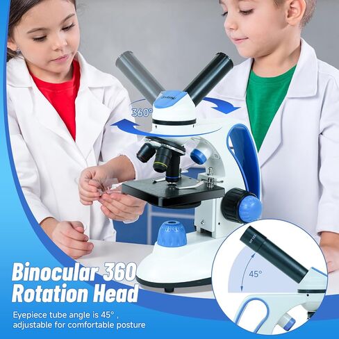 Binocular Microscope 40X-1000X LED Lighting for Kids Students Adults School Lab Home Education with Microscope Slides Set,Phone Adapter in Kuwait