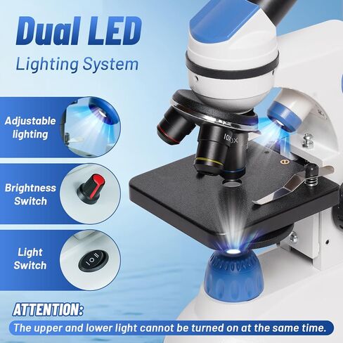 Binocular Microscope 40X-1000X LED Lighting for Kids Students Adults School Lab Home Education with Microscope Slides Set,Phone Adapter in Kuwait