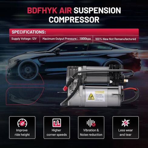 طقم ضاغط تعليق هوائي BDFHYK شديد التحمل 12 فولت متوافق مع Audi A6 1999-2004، Allroad Quattro 2001-2005 - بديل لـ 4Z7616007، 4Z7616007A، 4J4004C OE Fit، تضخم سريع، محرك هادئ in Saudi Arabia