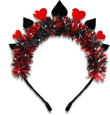 FAERLIIRY Queen Heart Jewelry Set Red Black Heart Heishi Beaded Necklace Earrings Halloween Costume Jewelry for Women in Saudi Arabia