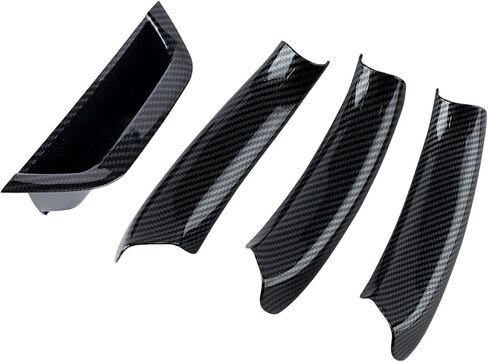 Carbon Fiber Pattern 4PCS Left Door Armrest Pull Handle Covers Storage Compartment Compatible with BMW X3 F25 2010-2016 X4 F26 2014-2017 Driver Side Container Storage Box in Saudi Arabia