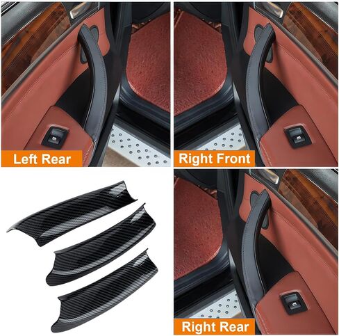 Carbon Fiber Pattern 4PCS Left Door Armrest Pull Handle Covers Storage Compartment Compatible with BMW X3 F25 2010-2016 X4 F26 2014-2017 Driver Side Container Storage Box in Saudi Arabia