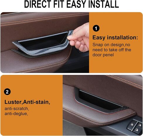 Carbon Fiber Pattern 4PCS Left Door Armrest Pull Handle Covers Storage Compartment Compatible with BMW X3 F25 2010-2016 X4 F26 2014-2017 Driver Side Container Storage Box in Saudi Arabia