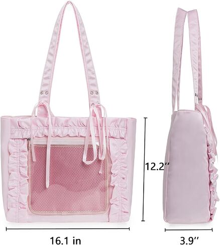 Womens Girls Tote Ita Bag Bowknot Wrinkled Edge Shoulder Bag Kawaii Purses and Handbags with Pin Display in Kuwait