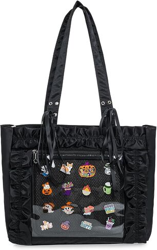 Womens Girls Tote Ita Bag Bowknot Wrinkled Edge Shoulder Bag Kawaii Purses and Handbags with Pin Display in Kuwait