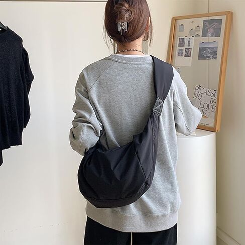 Lightweight Nylon Lazy Dumpling Shaped Shoulder Bag, Large Capacity Crescent Casual Crossbody Purse, Sling Hobo Satchel Tote in Kuwait