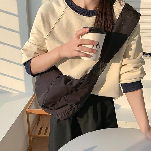 Lightweight Nylon Lazy Dumpling Shaped Shoulder Bag, Large Capacity Crescent Casual Crossbody Purse, Sling Hobo Satchel Tote in Kuwait