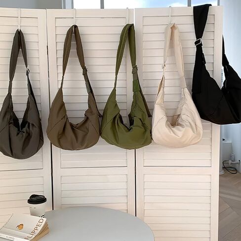 Lightweight Nylon Lazy Dumpling Shaped Shoulder Bag, Large Capacity Crescent Casual Crossbody Purse, Sling Hobo Satchel Tote in Kuwait