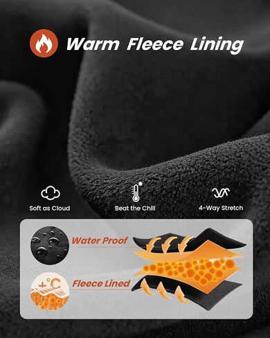 سروال ضيق مبطن بالصوف من NexiEpoch للنساء مع جيوب - سروال يوجا مقاوم للماء للشتاء الحراري عالي الخصر للجري والمشي لمسافات طويلة in Kuwait