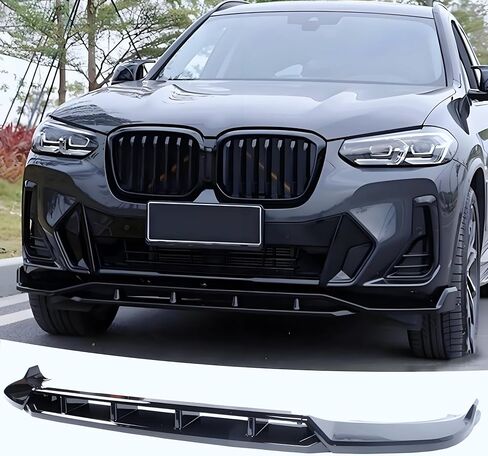 ممتص الصدمات الأمامي مناسب لسيارة BMW G01 X3 G02 X4 LCI M40i 2022 2023 2024 2025 (M Sport Bumper فقط)، طقم جسم الذقن الهوائي 4 قطع ملحقات خارجية باللون الأسود اللامع in Kuwait