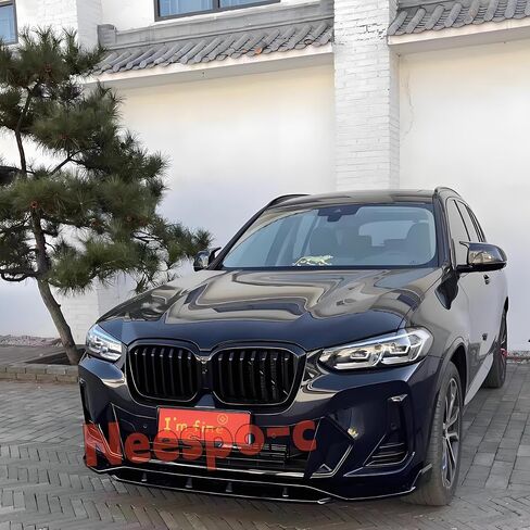 ممتص الصدمات الأمامي مناسب لسيارة BMW G01 X3 G02 X4 LCI M40i 2022 2023 2024 2025 (M Sport Bumper فقط)، طقم جسم الذقن الهوائي 4 قطع ملحقات خارجية باللون الأسود اللامع in Kuwait