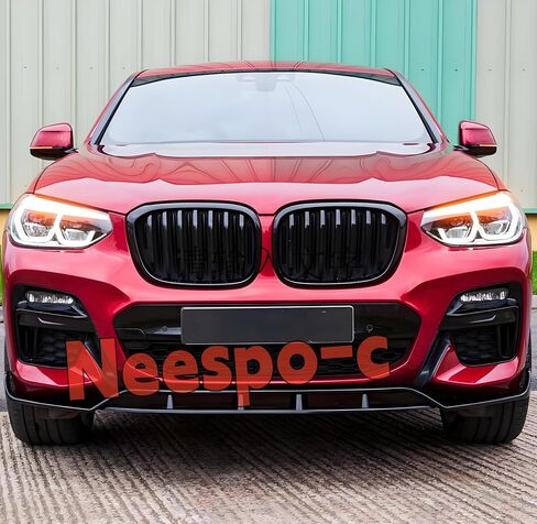 ممتص الصدمات الأمامي مناسب لسيارة BMW G01 X3 G02 X4 LCI M40i 2022 2023 2024 2025 (M Sport Bumper فقط)، طقم جسم الذقن الهوائي 4 قطع ملحقات خارجية باللون الأسود اللامع in Saudi Arabia