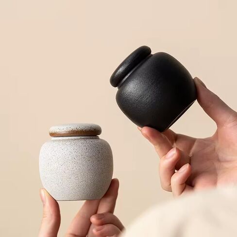 Set of 2 Mini Ceramic Keepsake Urns for Ashes (Black & White) – Elegant Small Memorial Urns for Human or Pet Ashes – Secure Lids, Durable & Decorative Design in Saudi Arabia