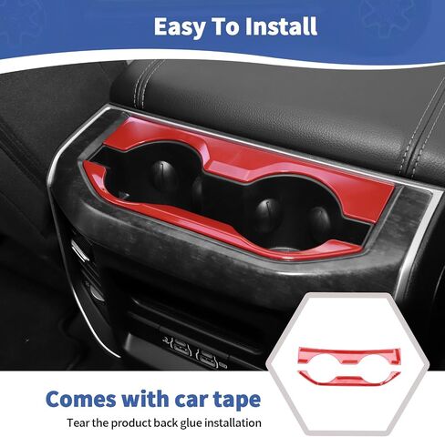 RT-TCZ for RAM Center Console Rear Cup Holder Panel Trim Cover for Dodge RAM 2018 up Red Interior Accessories in Saudi Arabia