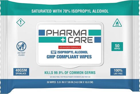 PharmaCare Advanced Formula 70% Alcohol Wipes - 6 Pack in Kuwait