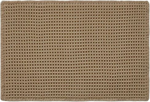 Waffle Bath Mat, Small Boho Bathroom Rugs Non Slip Washable, Ultra Soft Super Absorbent Quick Dry Farmhouse Bathroom Decor, 16" x 24", Khaki in Saudi Arabia