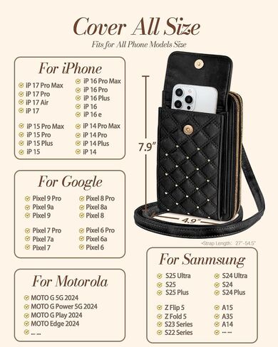 Crossbody Phone Purse for Women - Cute Small Bags Cellphone Wallet RFID Blocking with Strap Zipper and Card Slots in Kuwait