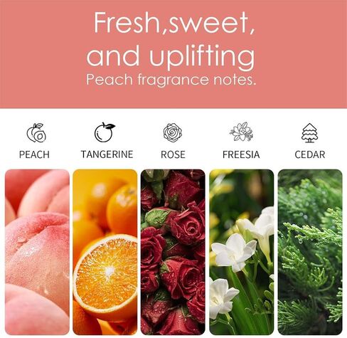 شمعة كريستال معطرة بالخوخ الوردي، شمع الصويا النقي 100% والزيوت العطرية الطبيعية، شمعة عطرية لعيد الحب، هدية عيد ميلاد لمرضى السرطان والعذراء والميزان in Kuwait