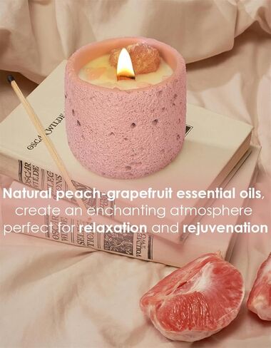 شمعة كريستال معطرة بالخوخ الوردي، شمع الصويا النقي 100% والزيوت العطرية الطبيعية، شمعة عطرية لعيد الحب، هدية عيد ميلاد لمرضى السرطان والعذراء والميزان in Kuwait