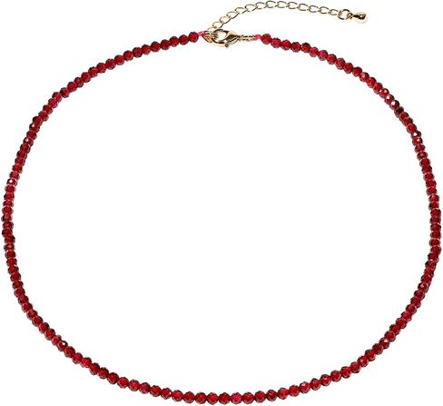 Jewever Dainty 3-4 mm Faceted Beads Necklace Simple Boho Crystals Choker Necklaces for Women and Men Trendy Jewelry Gifts in Kuwait