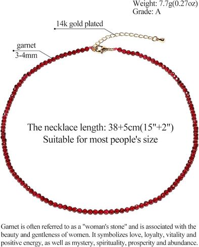 Jewever Dainty 3-4 mm Faceted Beads Necklace Simple Boho Crystals Choker Necklaces for Women and Men Trendy Jewelry Gifts in Kuwait