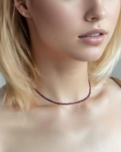 Jewever Dainty 3-4 mm Faceted Beads Necklace Simple Boho Crystals Choker Necklaces for Women and Men Trendy Jewelry Gifts in Kuwait
