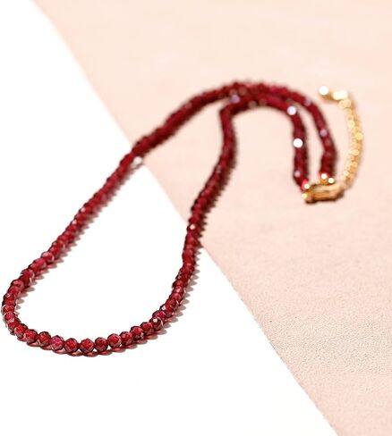 Jewever Dainty 3-4 mm Faceted Beads Necklace Simple Boho Crystals Choker Necklaces for Women and Men Trendy Jewelry Gifts in Kuwait