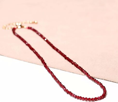 Jewever Dainty 3-4 mm Faceted Beads Necklace Simple Boho Crystals Choker Necklaces for Women and Men Trendy Jewelry Gifts in Kuwait