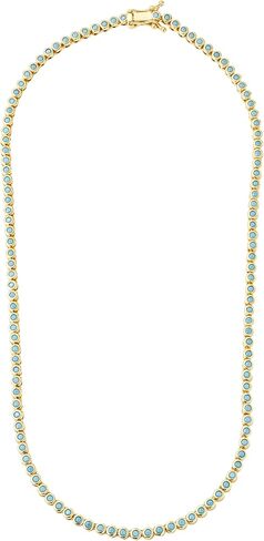 CAITLYNMINIMALIST 18K Gold Plated Sterling Silver Bezel Tennis CZ Gemstone Round Circle Cut Crystal Layering Choker Necklace Gift for Women in Kuwait