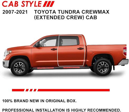لوحات تشغيل أنبوبية بيضاوية من Auto Dynasty متوافقة مع كابينة Toyota Tundra CrewMax موديل 2007-2021، قضبان Nerf للسكك الحديدية الجانبية من الفولاذ المقاوم للصدأ، قضبان خطوة مطلية باللون الأحمر مقاس 5.5 بوصة، لمسة نهائية مطلية باللون الأسود in Kuwait