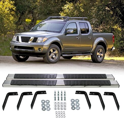 لوحات تشغيل متوافقة مع 2005-2023 Nissan Frontier Crew Cab 6 بوصات جانبية Nerf Bars أسود يسار + يمين S/S H in Kuwait
