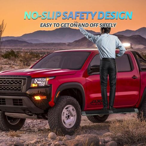 لوحات تشغيل متوافقة مع 2005-2023 Nissan Frontier Crew Cab 6 بوصات جانبية Nerf Bars أسود يسار + يمين S/S H in Kuwait