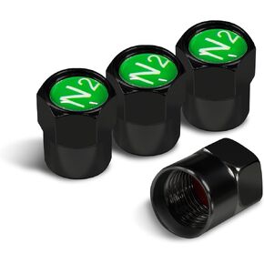5PCS Chrome Plated Brass Tire Valve Stem Caps, Leak-Proof Dustproof Valve Covers, N2 Nitrogen Sign Logo on The Top, Car Tire Valve Caps for Cars, Trucks, Bikes, Motorcycles (Black+Green) in Saudi Arabia