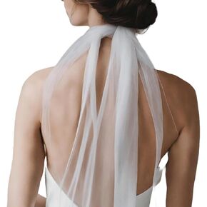 Thin Ivory Tulle Bridal Scarf, Long Silk Wedding Necktie, English Net Neckerchief, Draped Wedding Wrap, Soft Bridal Bow Cape in Kuwait