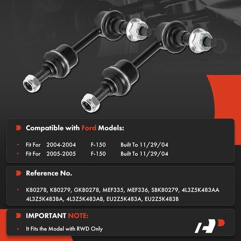 A-Premium 2 x Front Sway Bar Links Stabilizer Bar Links, Compatible with Ford F-150 F150 2004-2005, RWD, TO 11/29/04 in Saudi Arabia