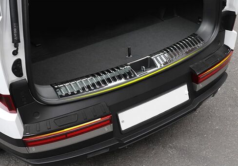 Rear Bumper Guard Cover Compatible with Hyundai Santa Fe 2024 2025 Inner and Outer Rear Trunk Bumper Cover Car Accessories Stainless Steel 3PC(Black Brushed Finish) in Saudi Arabia